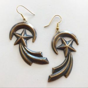 Moon and Shooting Star Dangle Earrings